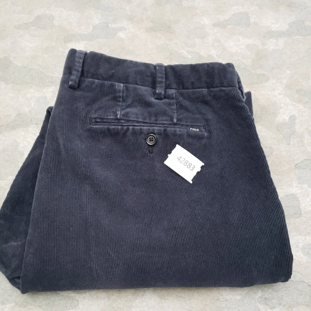 Polo Ralph Lauren Pants Mens 38x32 Blue Corduroy Stretch Classic Fit‎ Pockets